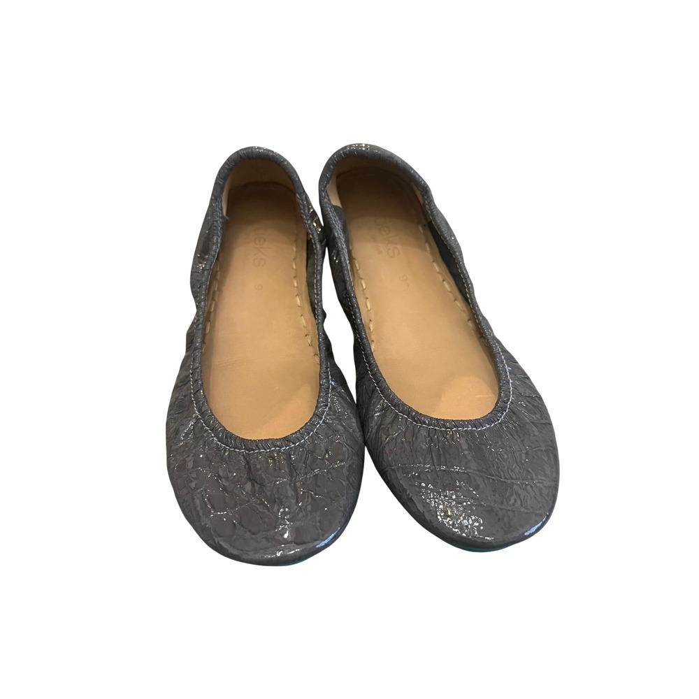 Tieks by Gavrieli Slate Grey Mock Croc Patent Leather Ballet Flats Size 9